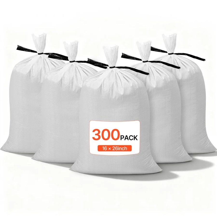 VEVOR 50 lb Sand Bags – 16" × 26", 300 Pack, PP Sacks