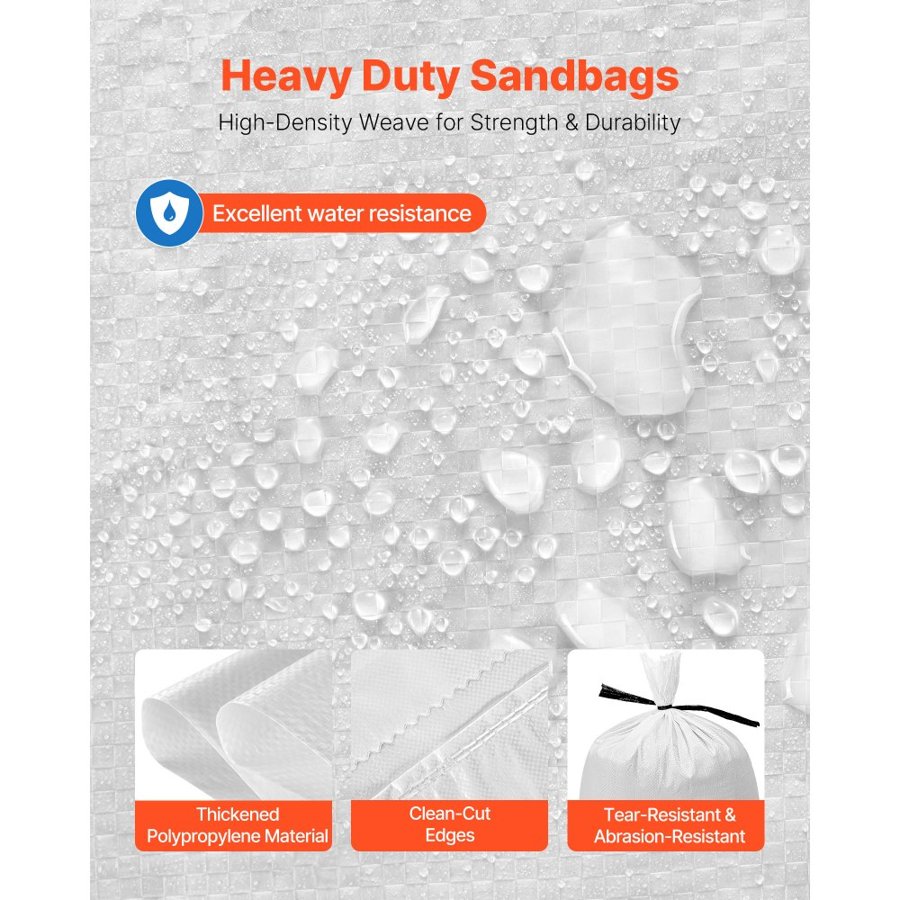 VEVOR Sandbags for Flood Protection – 50 Pack, 16 x 26 Inch