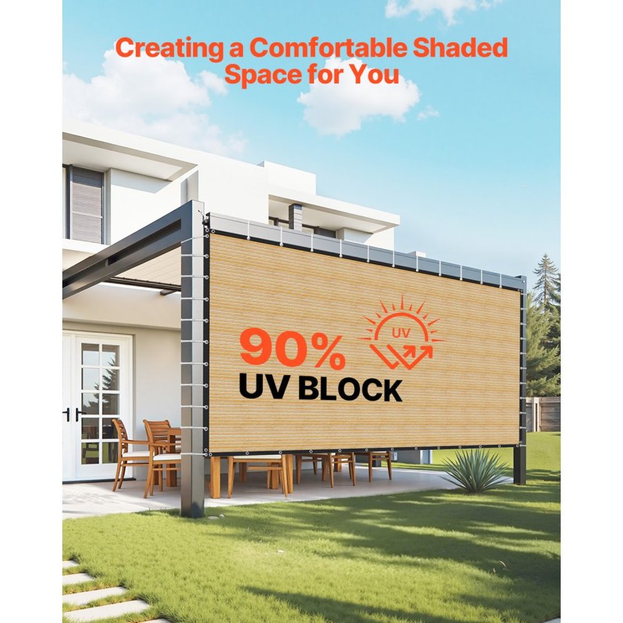 VEVOR Sun Shade for Pergola Side – 12 x 20 Ft,160 GSM, 90%