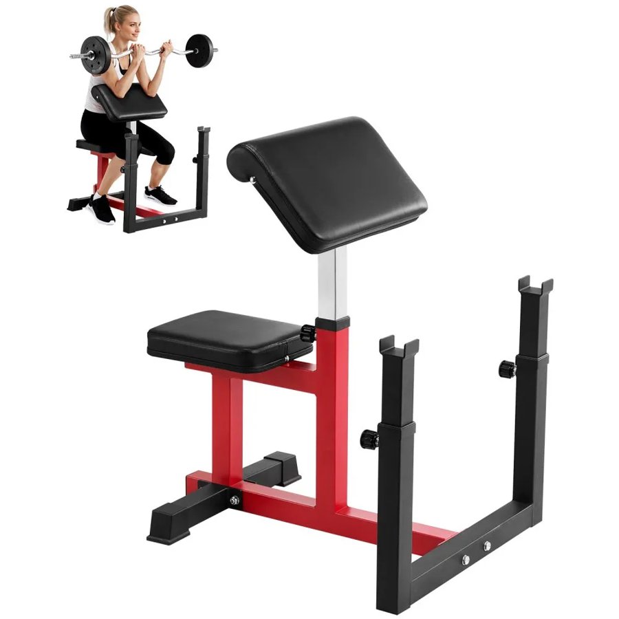VEVOR Weight Bench with Leg Extension, Strength Training Benches, Max load 440 LBS Home Gym Bench Fitness Equipment, Seated Arm Isolated Barbell Dumbbell Bicep Station, Workout Bench for Home Gym