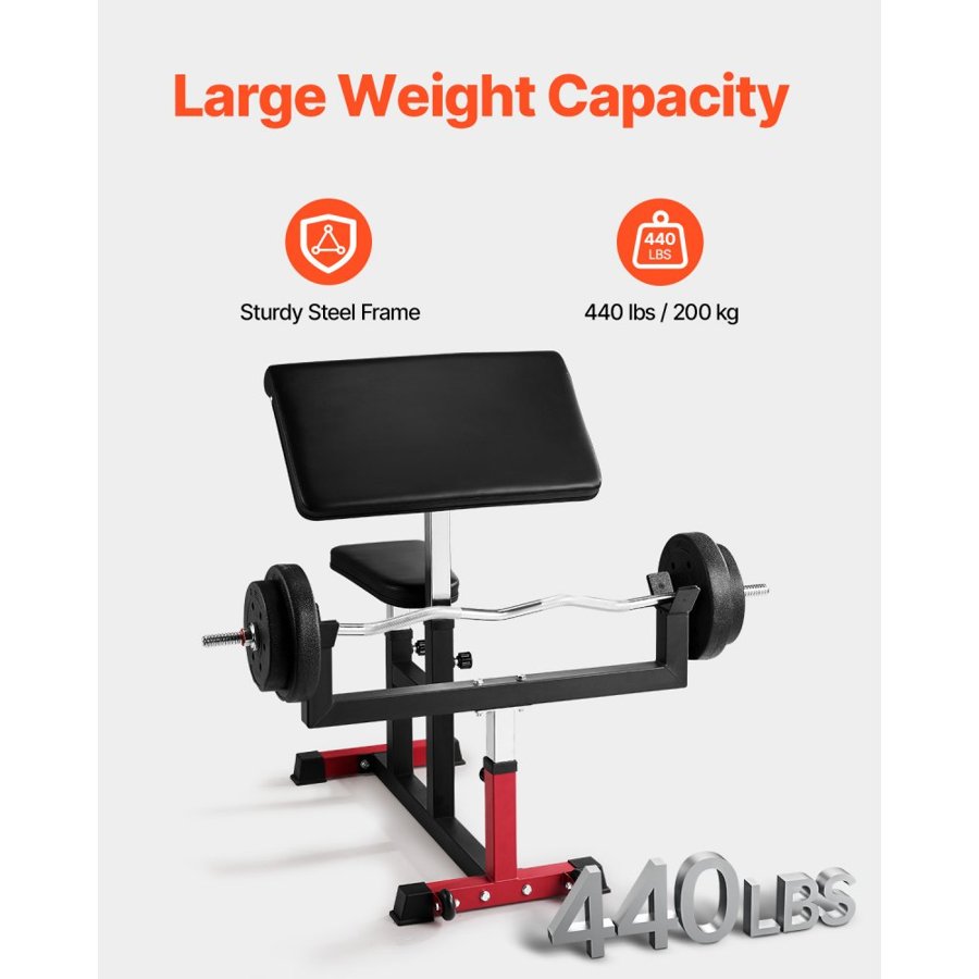 VEVOR Barbell Curl Machine – 440 LBS, Adjustable Seat