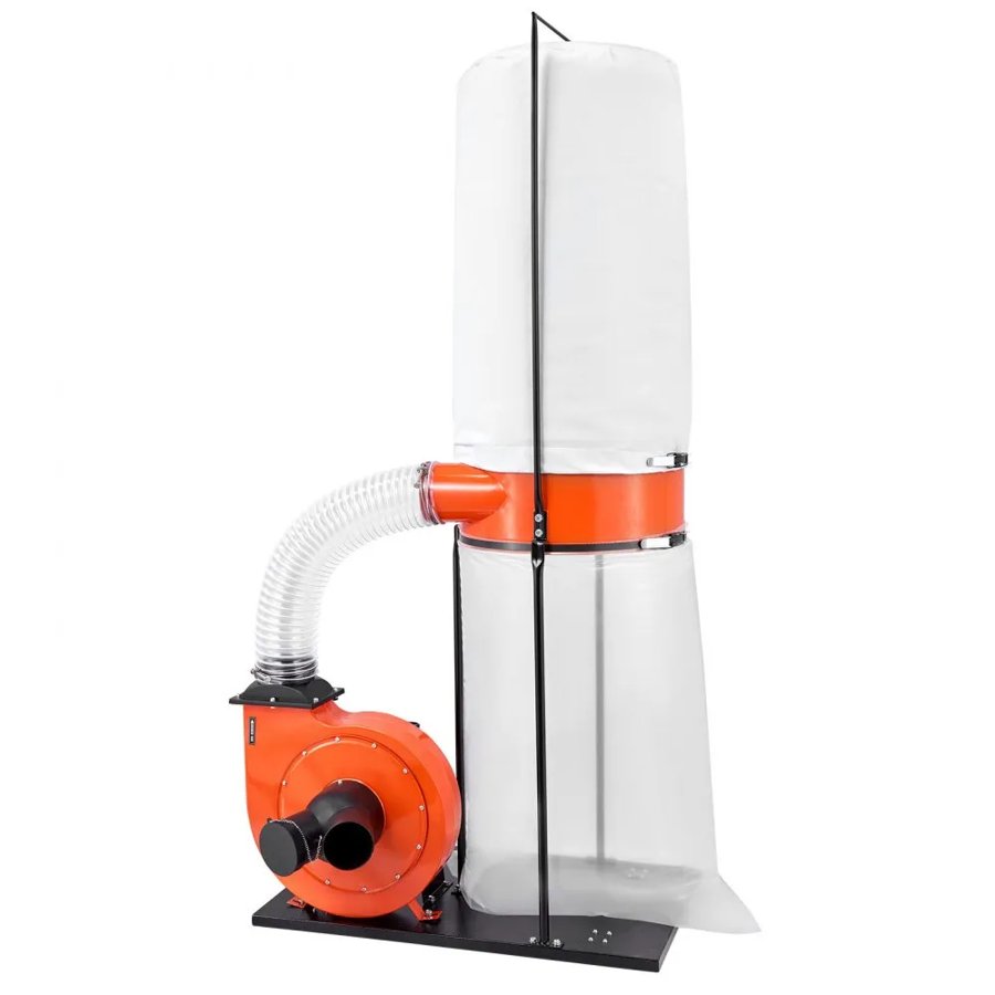 VEVOR Dust Collector, 1200 CFM 2.5 Micron Vortex Cone Dust Collectors, 2.0HP Sawdust Collection System with 132.5L Dusts Collector Bag & 159L Filter Bag, 2800 RPM High Speed, for Woodworking