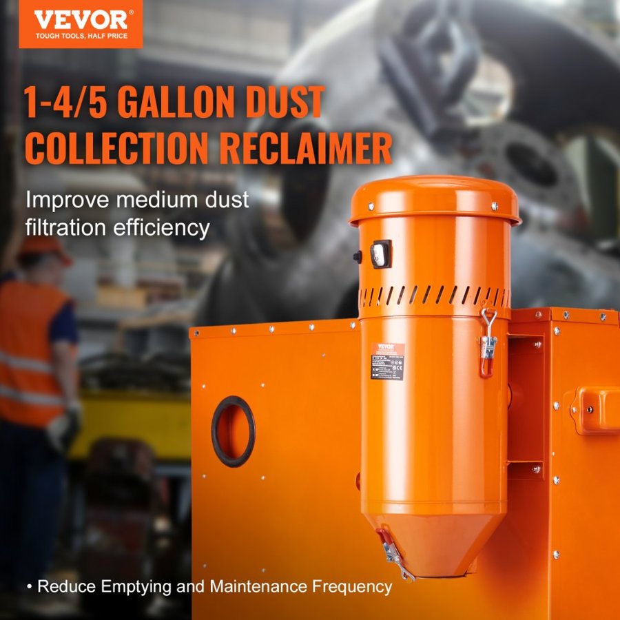 VEVOR Dust Collection System: 1450W Dust Collector Media Reclaimer with 6.8 L Capacity - Universal Fit for Sandblaster Cabinets and Media Blasters