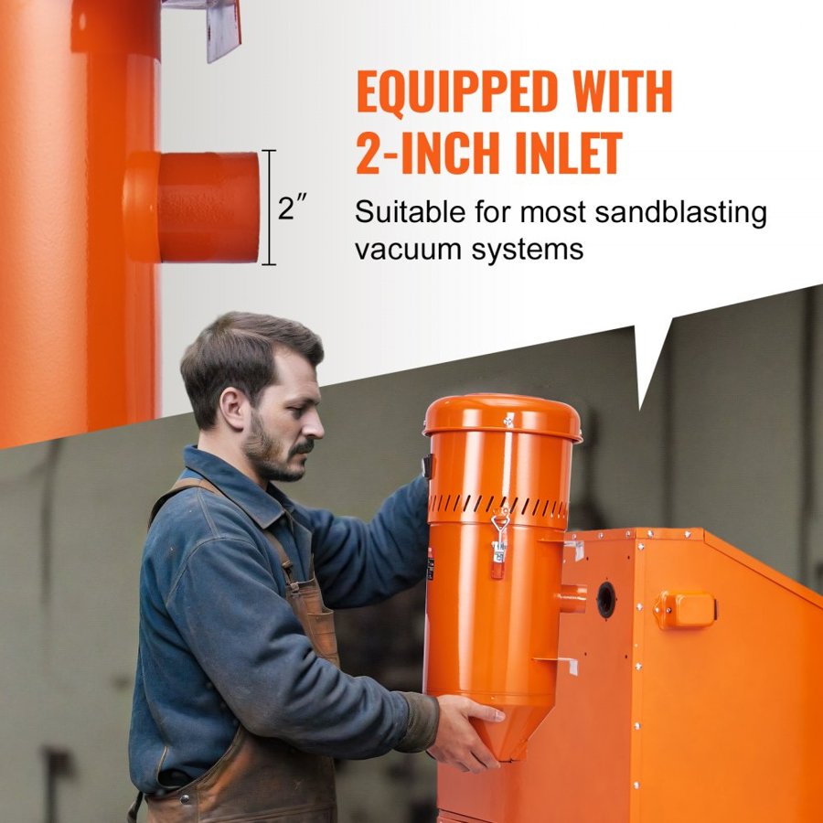 VEVOR Dust Collection System: 1450W Dust Collector Media Reclaimer with 6.8 L Capacity - Universal Fit for Sandblaster Cabinets and Media Blasters