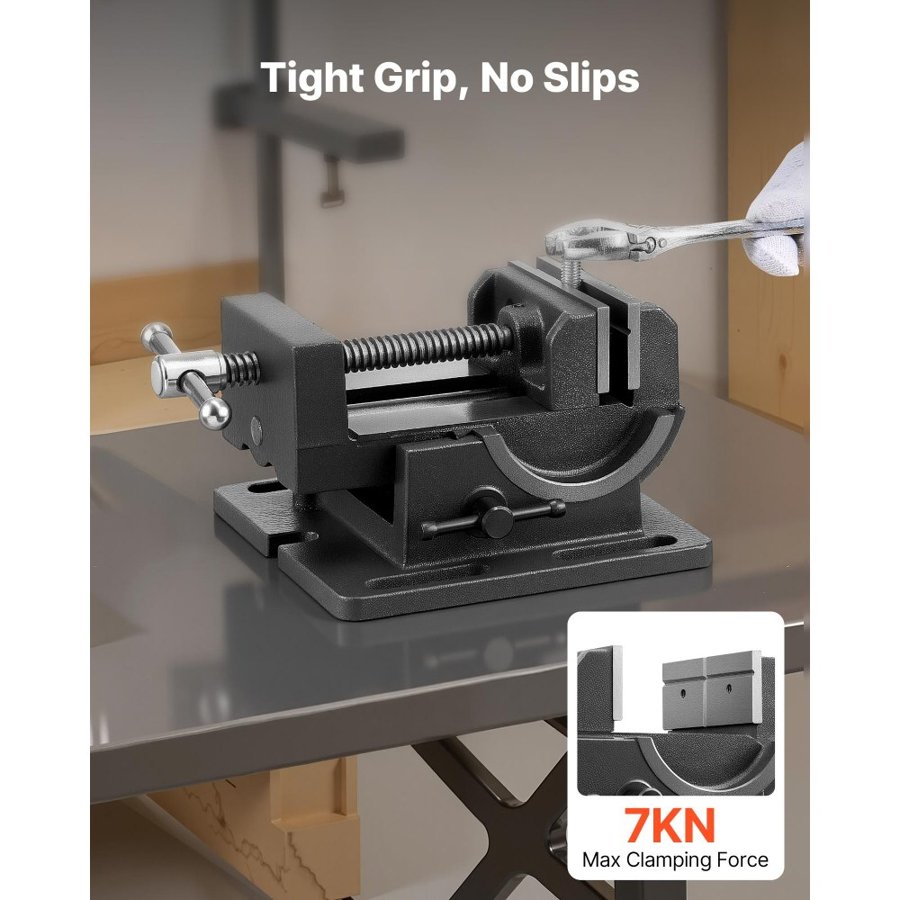 VEVOR Tilting Vise, 4.25 Inch Jaw Width, Portable Drill Press Bench Vise, 0–90° Adjustable Tilt, Durable Cast Iron Construction, Workbench Vice for Woodworking, for Benchtops and Drill Presses, Black