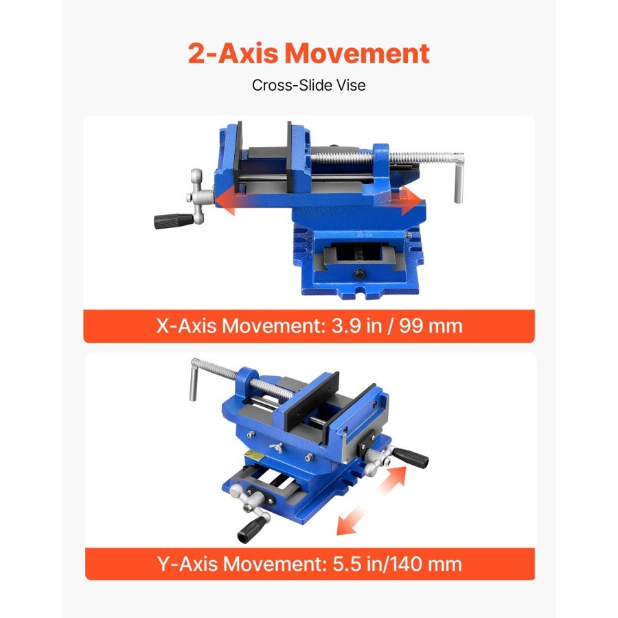 VEVOR X and Y Vise – 4" Jaw Width, 2 Way, 3.5" Max Jaw
