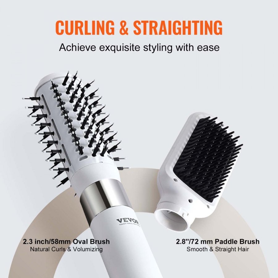 VEVOR Hair Dryer Styler, Ionic Hair Dryer Brush, 110,000RPM High-Speed Hot Air Styler with Oval & Paddle Brush, 4 Temps & 3-Speed Blow Dryer Brush Styling Tool for Fast Drying Volumizing Straightening