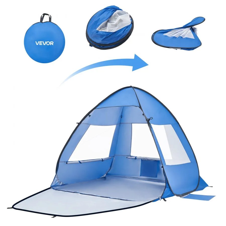 VEVOR Portable Beach Canopy Tent – 2 Person, UPF 50+, 2.8lbs