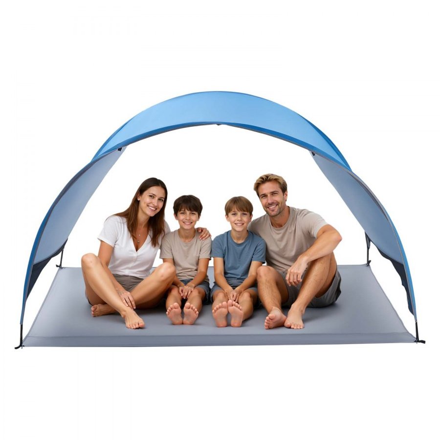 VEVOR Beach Tent Sun Shelter for 4 Person, UPF 50+ Protection, Portable Sun Shade Canopy with Carrying Bag & Ground Stakes, Lightweight and Easy Setup Beach Umbrella for Camping Fishing Outdoor Picnic