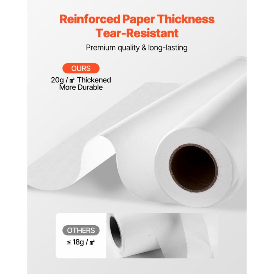 VEVOR Medical Exam Table Paper, 18" x 225 ft Smooth Barrier Cover Rolls(12 Pcs), Disposable Bed Table Sheet Cover, Ideal for Spas, Daycares, Doctors, Chiropractors, Examination & Massage Tables, White