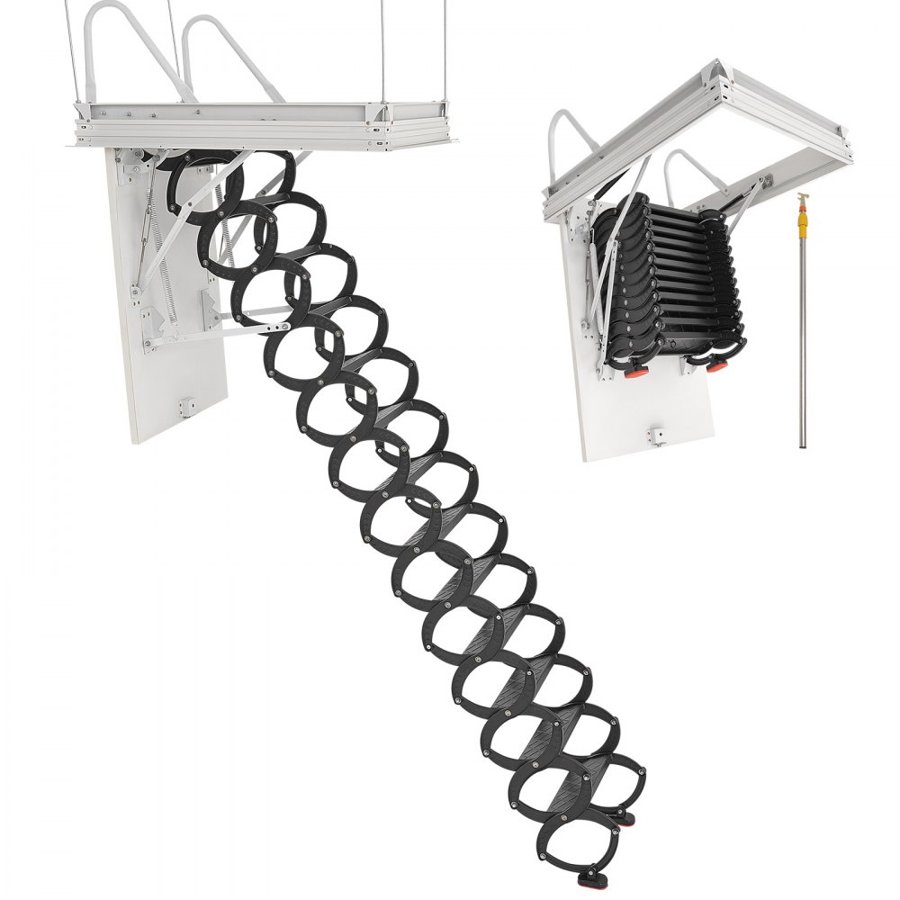 VEVOR Retractable Attic Ladder – 660 lbs, 10.5-11 ft