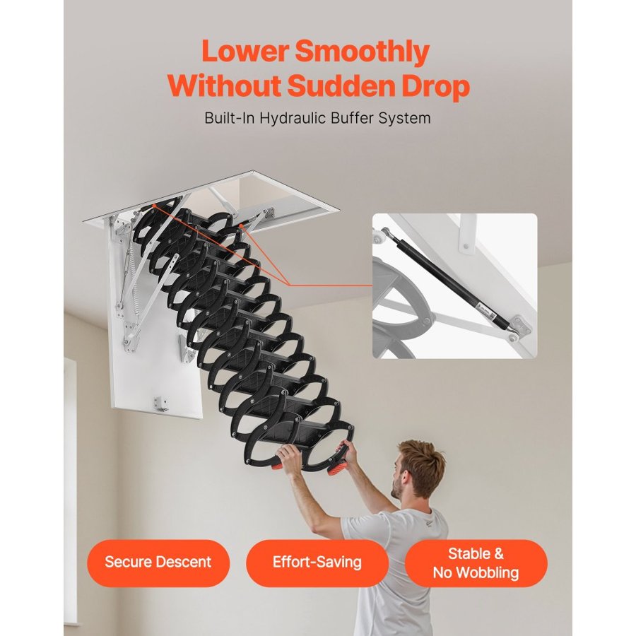 VEVOR Retractable Attic Ladder – 660 lbs, 10.5-11 ft
