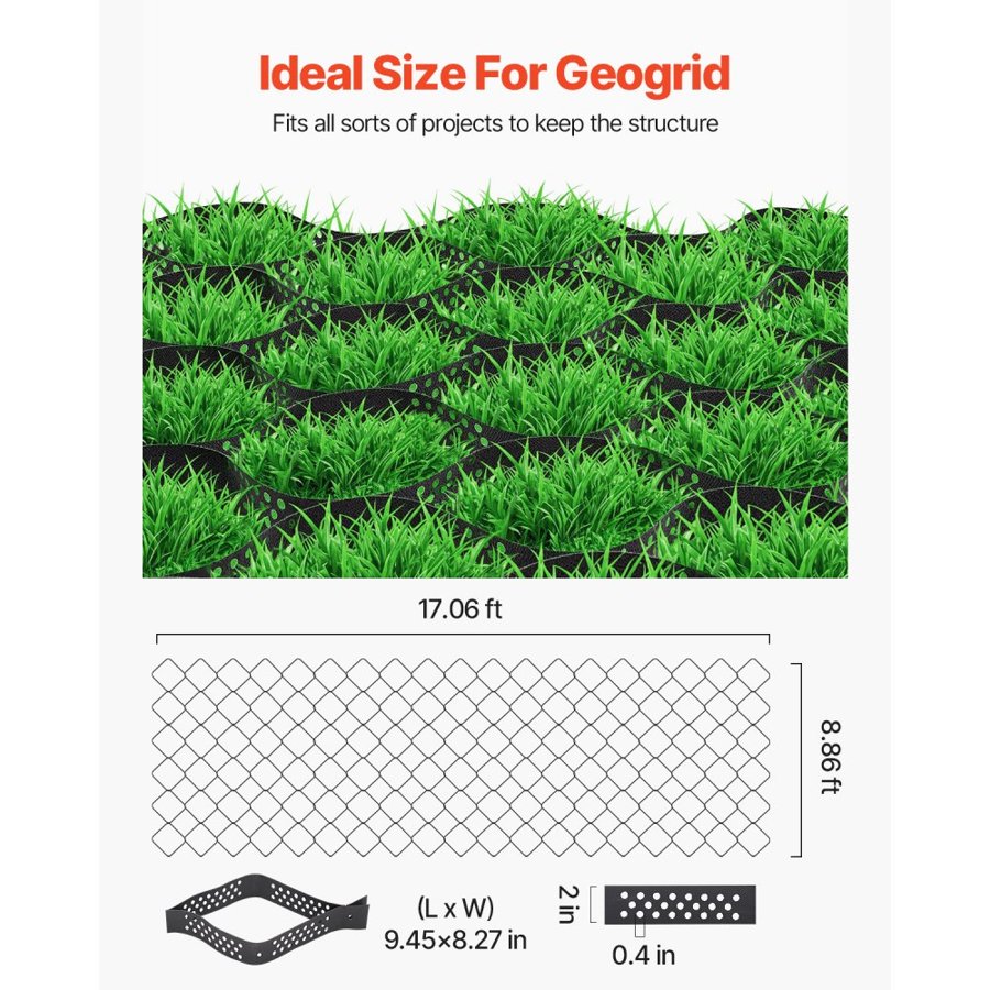 VEVOR Geo Grid for Driveway – 2 Inch, 17.06 x 8.86 FT
