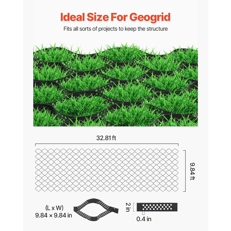 VEVOR Geo Grid for Gravel – 2 Inch, 32.81 Ft x 9.84 Ft