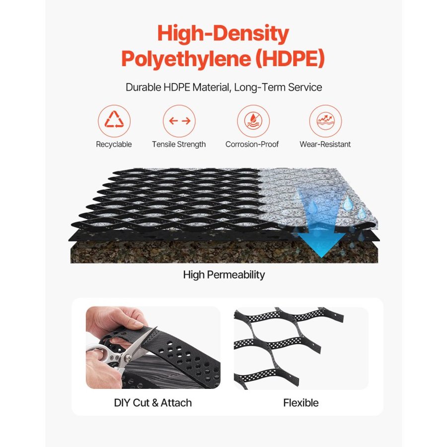 VEVOR Geo Grid for Gravel – 2 Inch, 32.81 Ft x 9.84 Ft