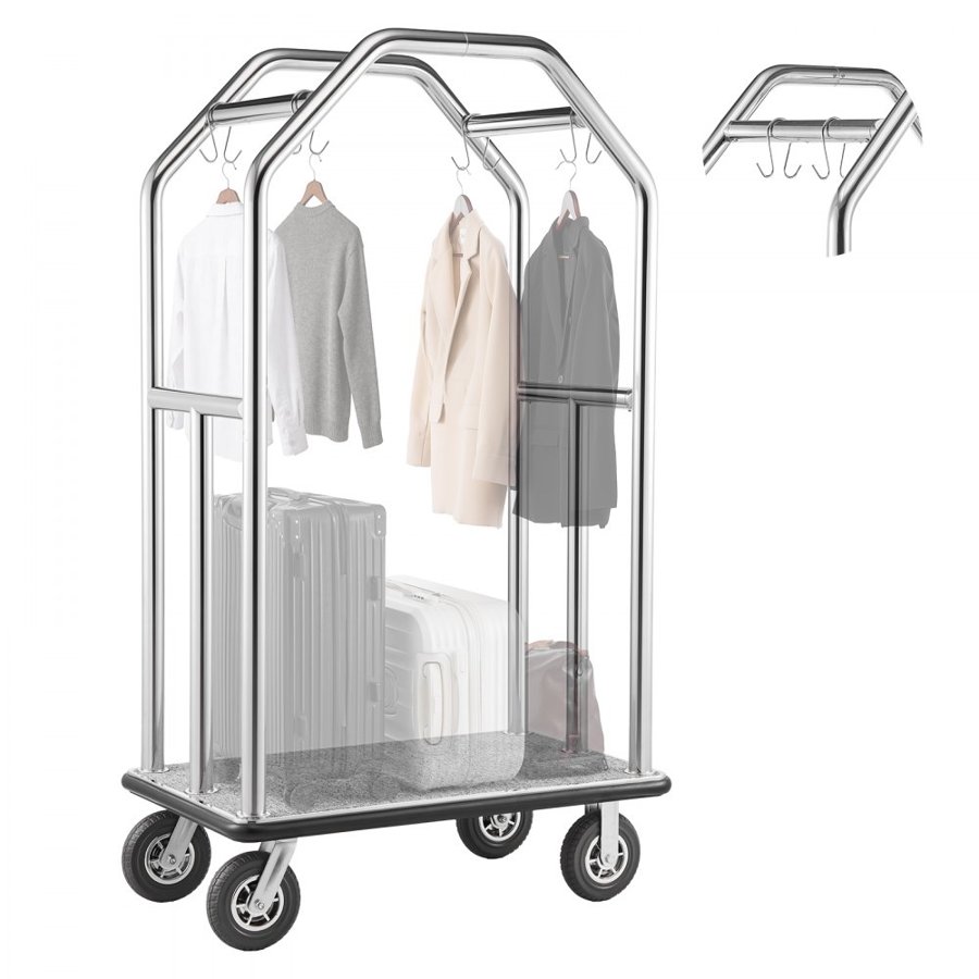 VEVOR Bellman Luggage Cart – 1500 lbs, 2 in SS Pipe