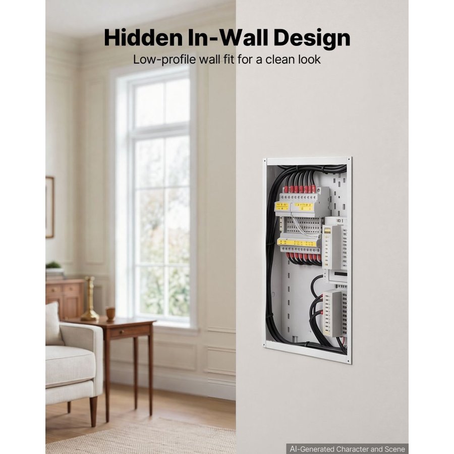 VEVOR Structured Media Enclosure 20-Inch In-Wall Box with Screw-On Cover, Cable Management Network Box, Cold-Rolled Steel, Recessed Electrical Wiring Cabinet, with Knockouts, Flush or Surface Mount