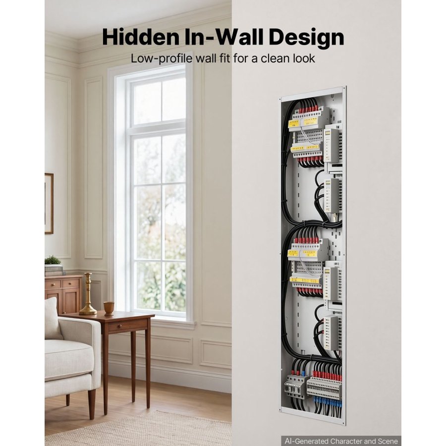 VEVOR Structured Media Enclosure 42-Inch In-Wall Box with Screw-On Cover, Cable Management Network Box, Cold-Rolled Steel, Recessed Electrical Wiring Cabinet, with Knockouts, Flush or Surface Mount