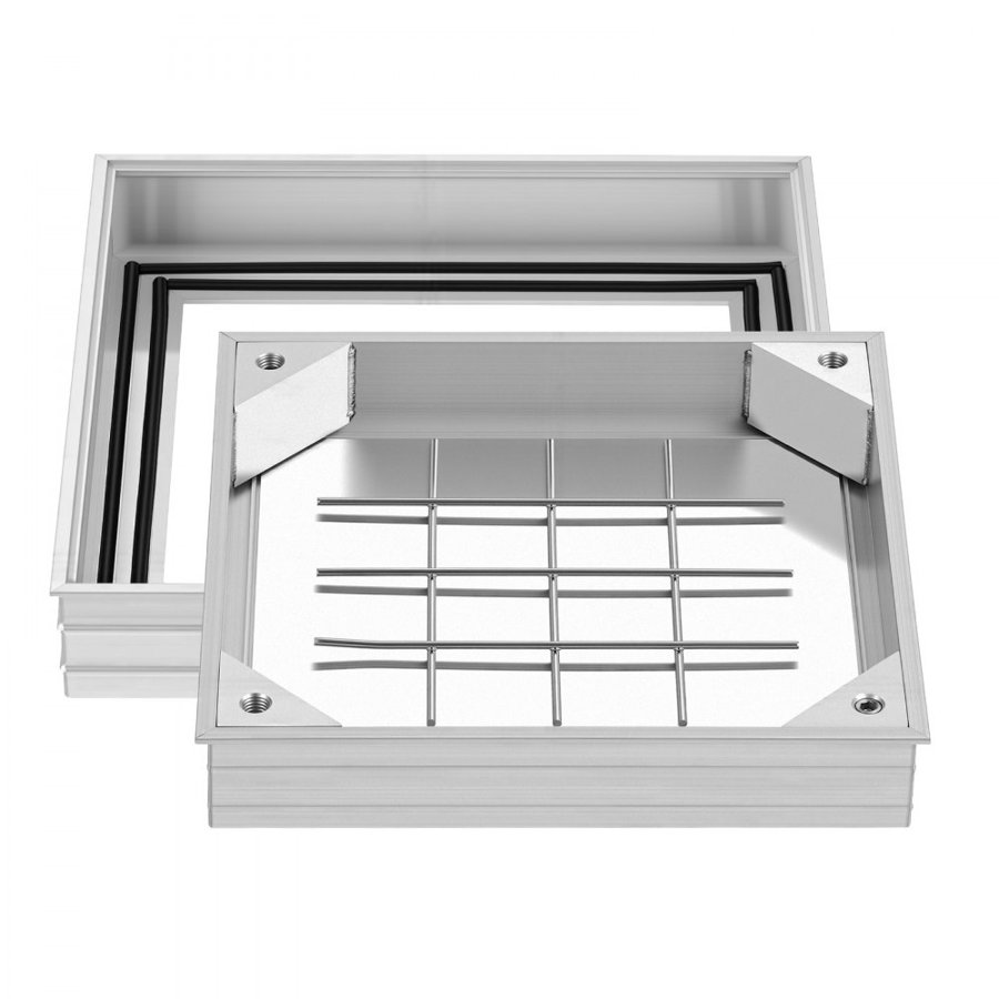 VEVOR Manhole Cover with Frame, 300 x 300mm Invisible Recessed Septic Tank Access Covers, Aluminum Alloy Embedded Drain Channel Inspection Cover for Pavements Gardens Patios
