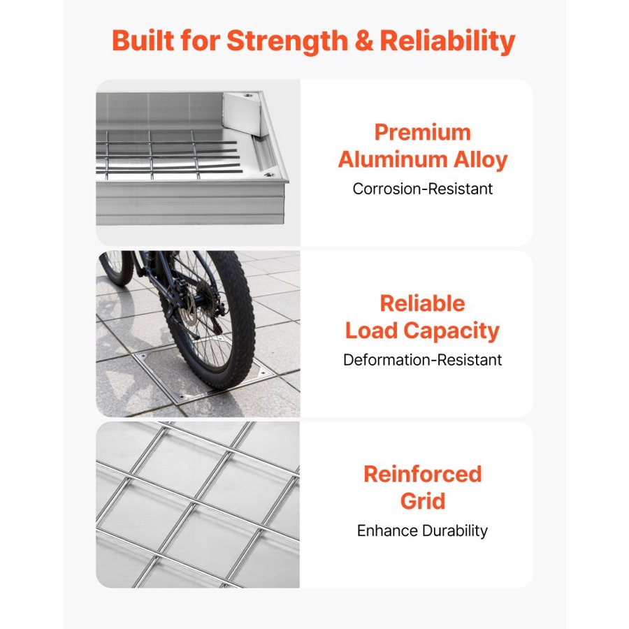 VEVOR Manhole Cover with Frame, 400 x 400mm Invisible Recessed Septic Tank Access Covers, Aluminum Alloy Embedded Drain Channel Inspection Cover for Pavements Gardens Patios