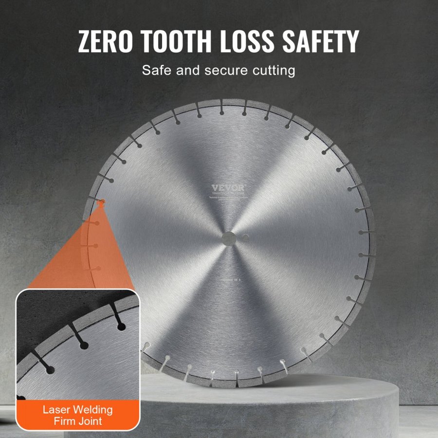 VEVOR 3 PCS Diamond Blades, 14inch/350mm Concrete Saw Blade Wet or Dry, 0.47inch/12mm Flat Teeth Diamond Segment Blade, Universal 1 inch/25.4 mm Center Hole Diameter, for Concrete Cement Board Tile