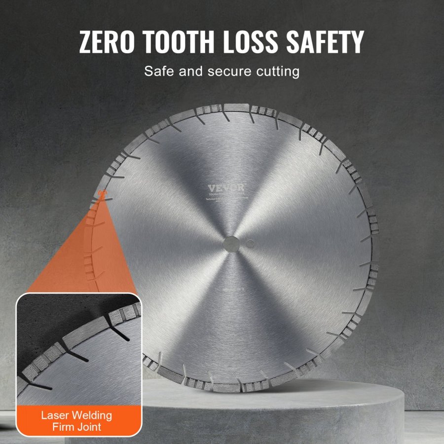 VEVOR Diamond Blade, 18inch/450mm Concrete Saw Blade Wet or Dry, 0.47inch/12mm Slanted Teeth Diamond Segment Blade, Universal 1 inch/25.4 mm Center Hole Diameter, for Concrete Cement Board Tile Brick