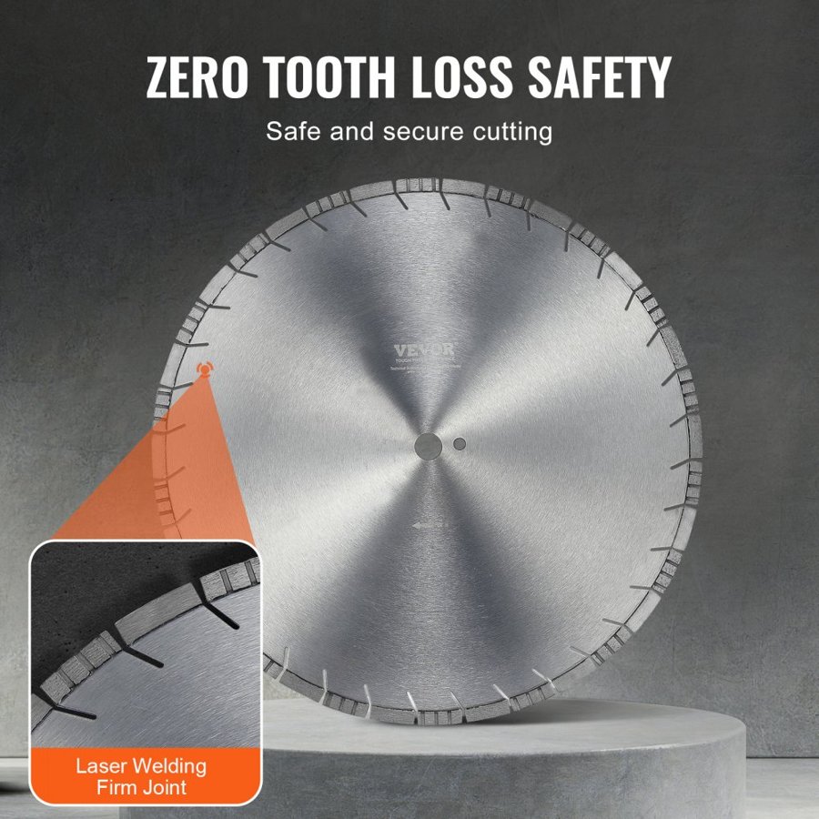 VEVOR Diamond Blade, 20inch/500mm Concrete Saw Blade Wet or Dry, 0.47inch/12mm Slanted Teeth Diamond Segment Blade, Universal 1 inch/25.4 mm Center Hole Diameter, for Concrete Cement Board Tile Brick