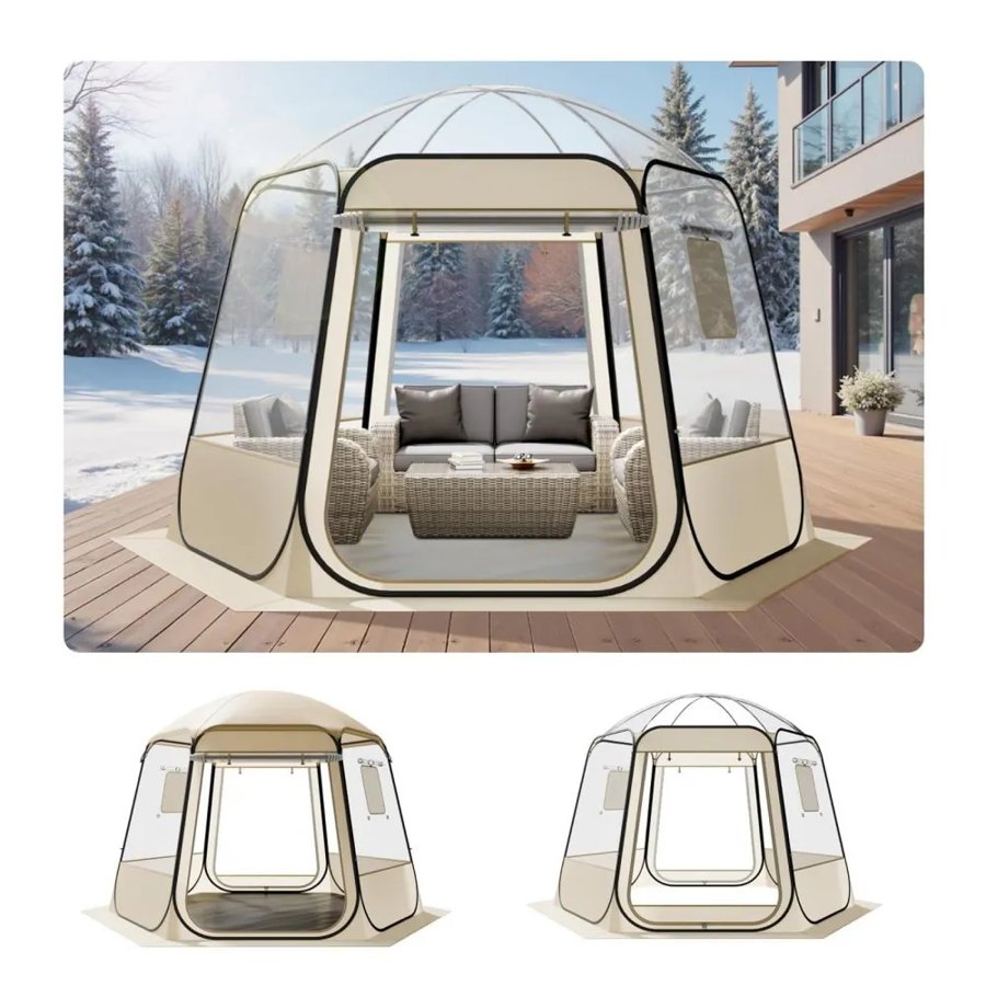 VEVOR Pop up Bubble Tent, 3.36 x 3.05 m Waterproof & UV-Resistant, Clear Camping Tent Shelter, Outdoor Garden Dome Igloo Tents with Windows, 540° Panoramic View, for 8-10 Persons Patio Backyard