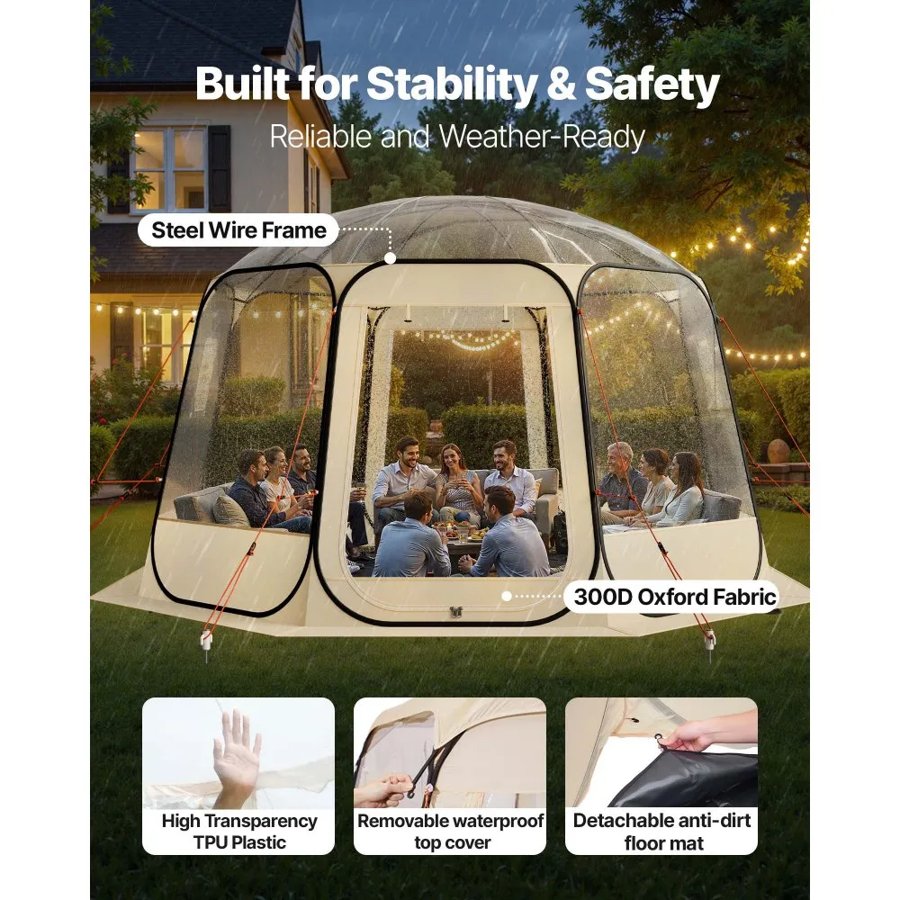 VEVOR Pop Up Bubble Tent - 12 × 11.1 ft Clear Dome