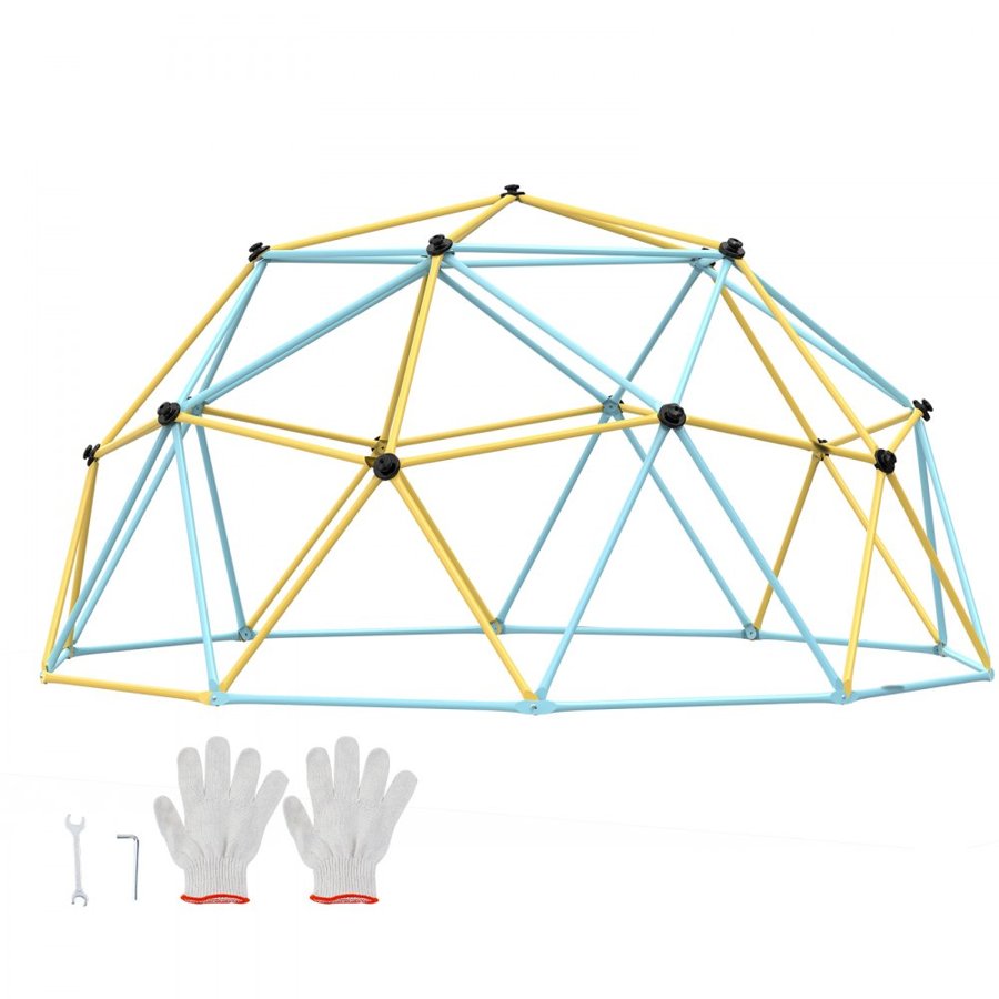 VEVOR Climbing Dome, 10FT Geometric Dome Climber Play Center for Kids 3 to 10 Years Old, Jungle Gym Supports 750LBS and Easy Assembly, with Climbing Grip, Outdoor Backyard Play Equipment for Kids
