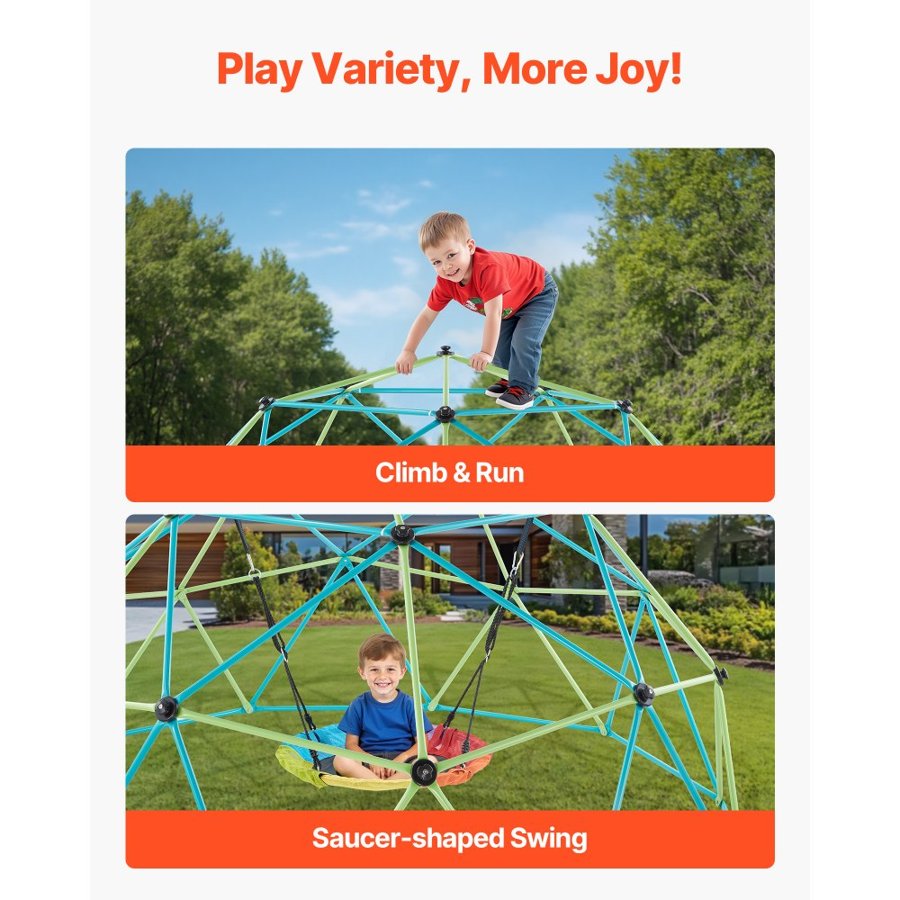 VEVOR Climbing Dome 10FT – 1000 LBS Load with Saucer Swing