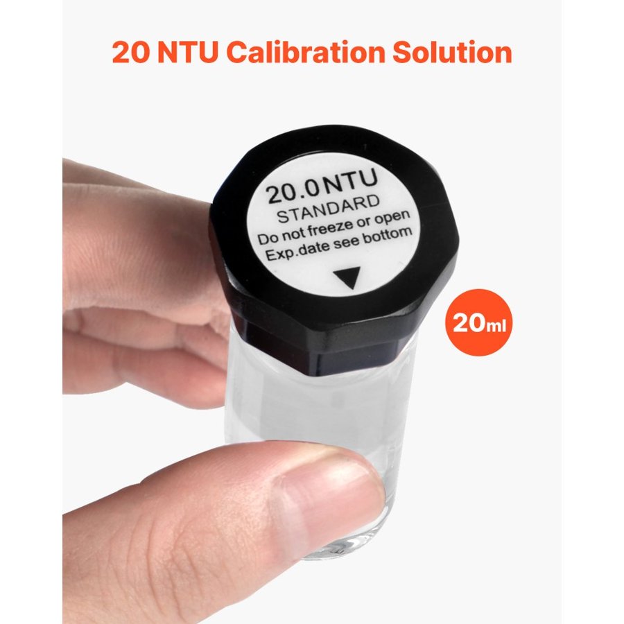 VEVOR Turbidity Calibration Solution Kit, 20/100/400/800 NTU, 20 ml Each, 4 PCS Standard Turbidity Solution Refill for TN1000 Turbiditymeter, Shockproof Protective Insert, Sealed Bottle Design