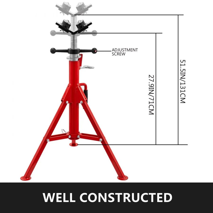 VEVOR Pipe Stand with 2-Ball Transfer V-Head and Folding Legs, 2500LB Welding Pipe Stand Adjustable Height 28-52IN 1107A-type Pipe Stands for Welding