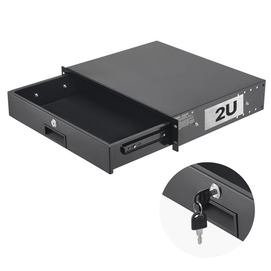VEVOR 2U Rack Drawer – 50 LBS, 22.68 KG, 19 in Network
