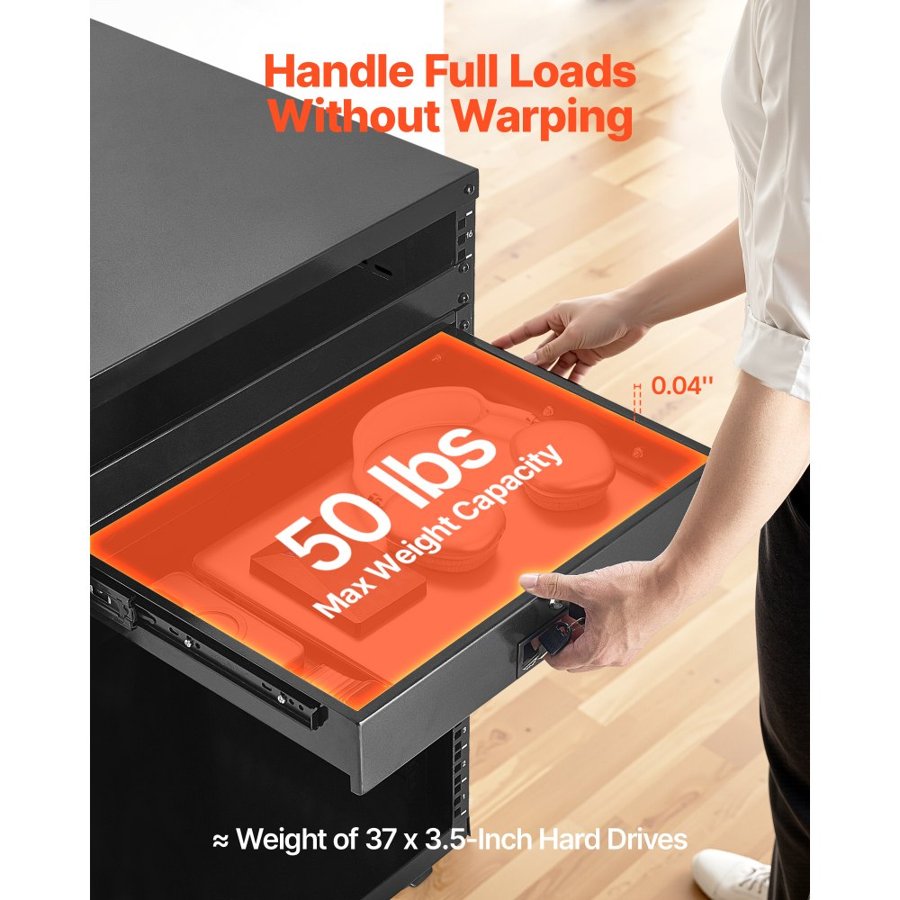 VEVOR 2U Rack Drawer – 50 LBS, 22.68 KG, 19 in Network