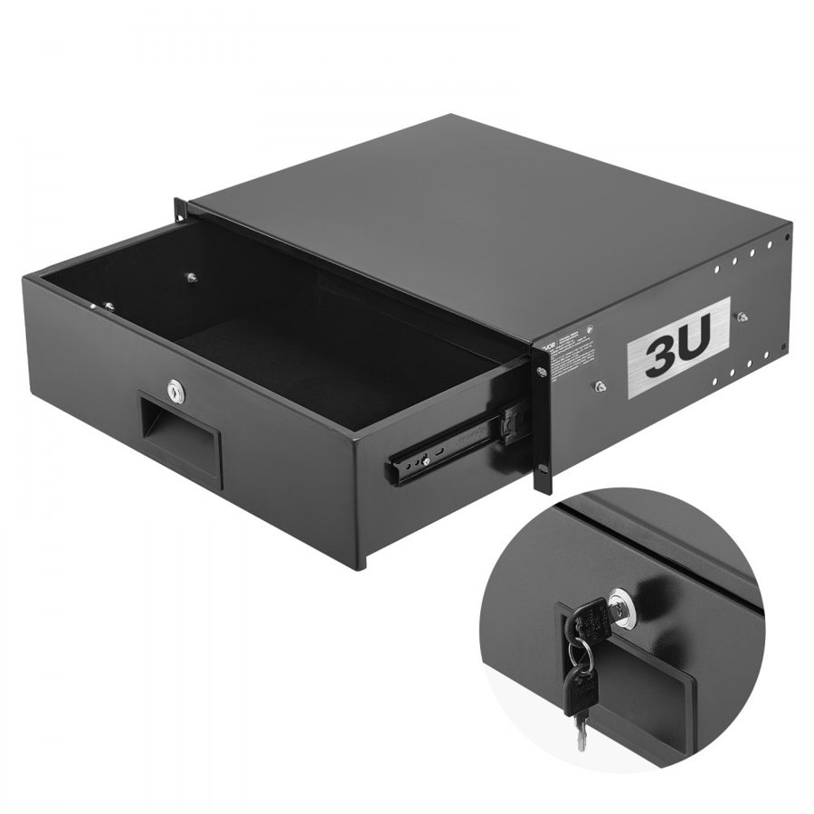 VEVOR 3U Rack Mount Drawer – 19 inch, 50 lbs Load Capacity
