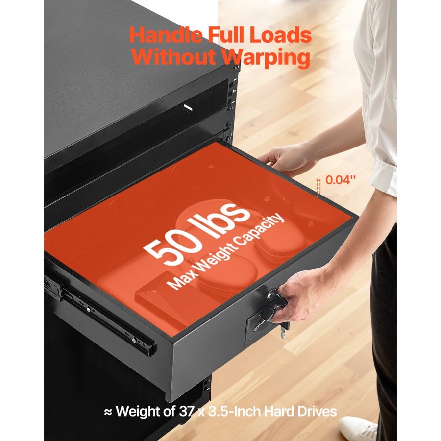VEVOR 3U Rack Mount Drawer – 19 inch, 50 lbs Load Capacity