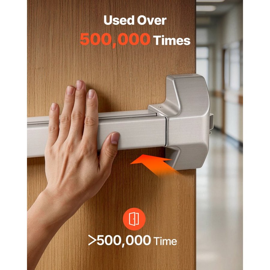VEVOR Push Bar Panic Exit Device, 788 mm Stainless Steel Commercial Panic Bar for Exit Doors, Emergency Exit Door Hardware with Dual Locking Bolt and Sticker, for 788 mm-1168 mm Wood or Metal Door