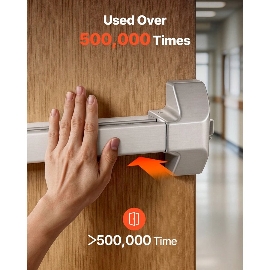 VEVOR Push Bar Panic Exit Device, 1045 mm Stainless Steel Commercial Panic Bar for Exit Doors, Emergency Exit Door Hardware with Exterior Lever Handle and 6 Keys, for 1045-1549 mm Wood or Metal Door