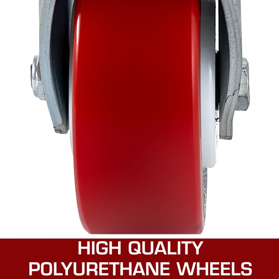 VEVOR 4 Pack 15.24 x 5.08 cm Caster Wheels 2 Rigid and 2 Swivel Casters with Side Brake Polyurethane Iron Core Plate 453.59 kg Capacity Per Wheel