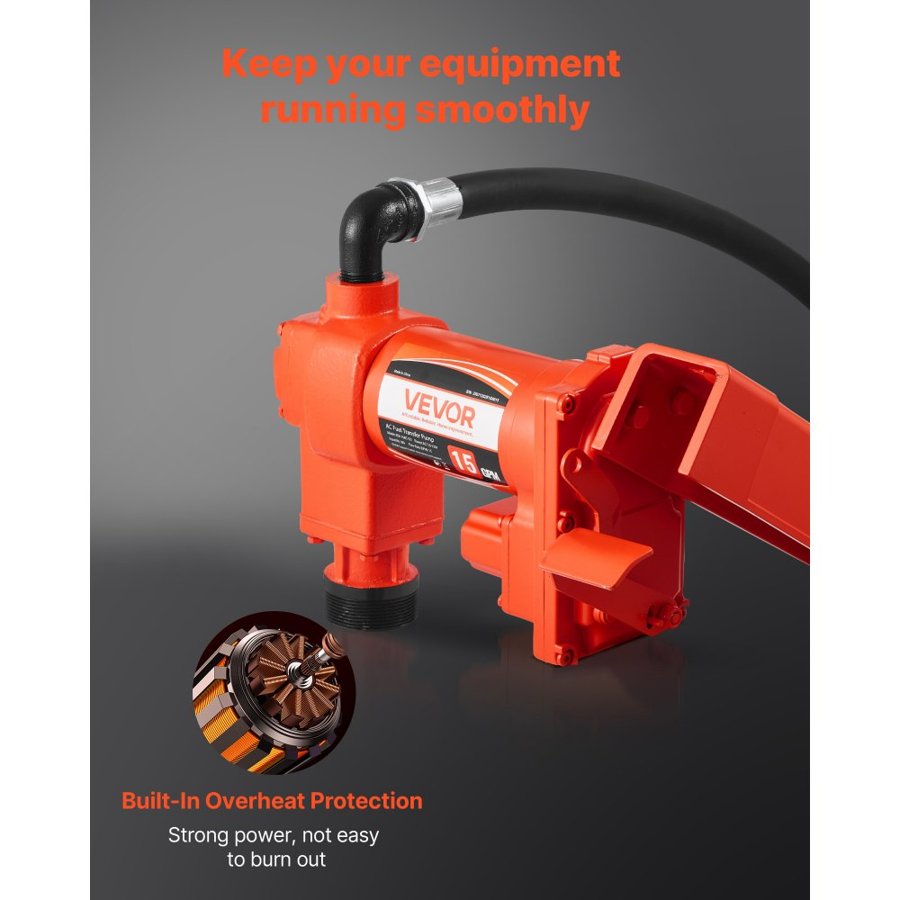 VEVOR 230V Fuel Transfer Pump – 15GPM, 0.5HP, Auto Shut-Off