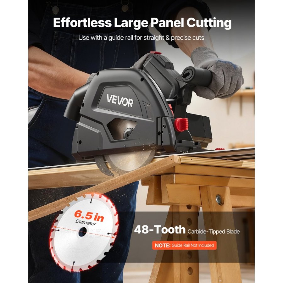 VEVOR Portable Track Saw – 165mm, 48T, 5500RPM, 1200W Motor