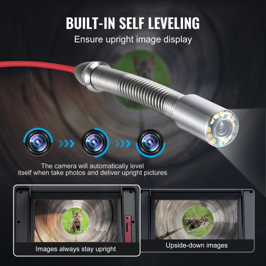 VEVOR Camera Drain Snake – 328 ft, 10.1" Touchscreen