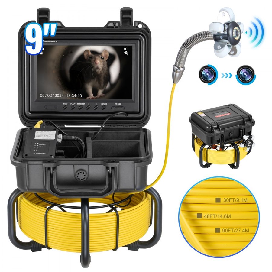 VEVOR Duct Inspection Camera – 165 ft, 9" Self-Leveling