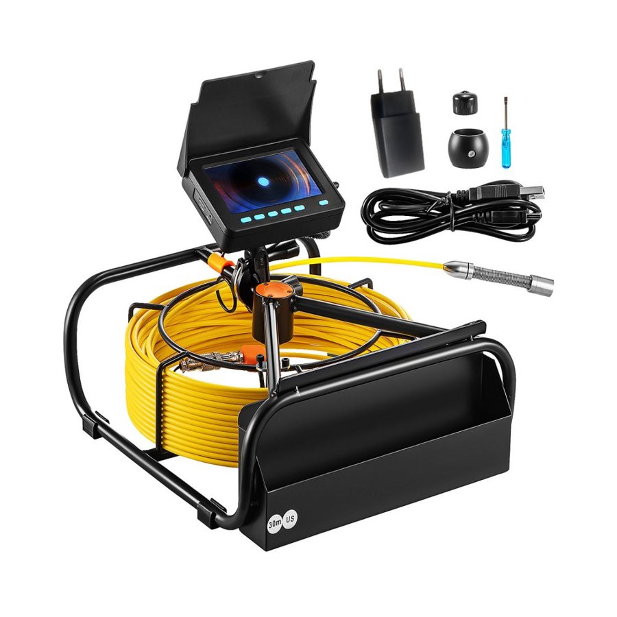 VEVOR Inspection Drain Camera – 4.3" Screen, 98 ft, 8500mAh