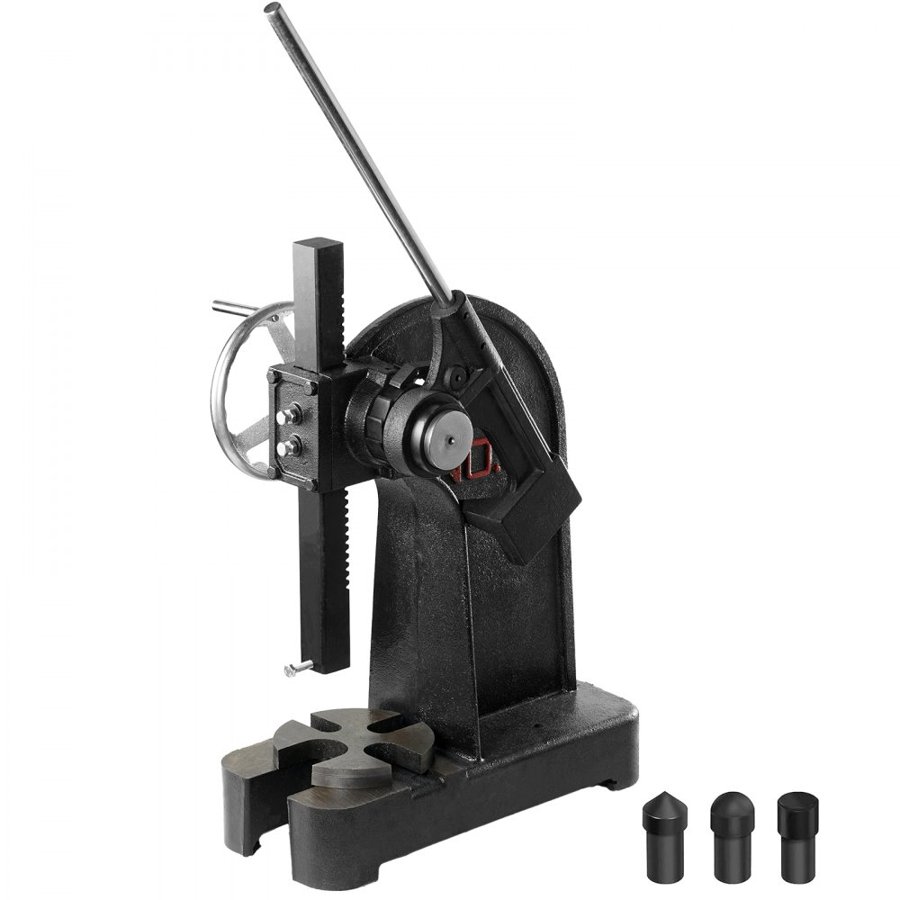 VEVOR Arbor Press, 3 Ton Ratchet Type Arbor Press, Ratchet Leverage Arbor Press with Handwheel, 12.2" Maximum Height, Cast Iron Manual Desktop Punch Press, for Stamping, Bending, Stretching, Forming