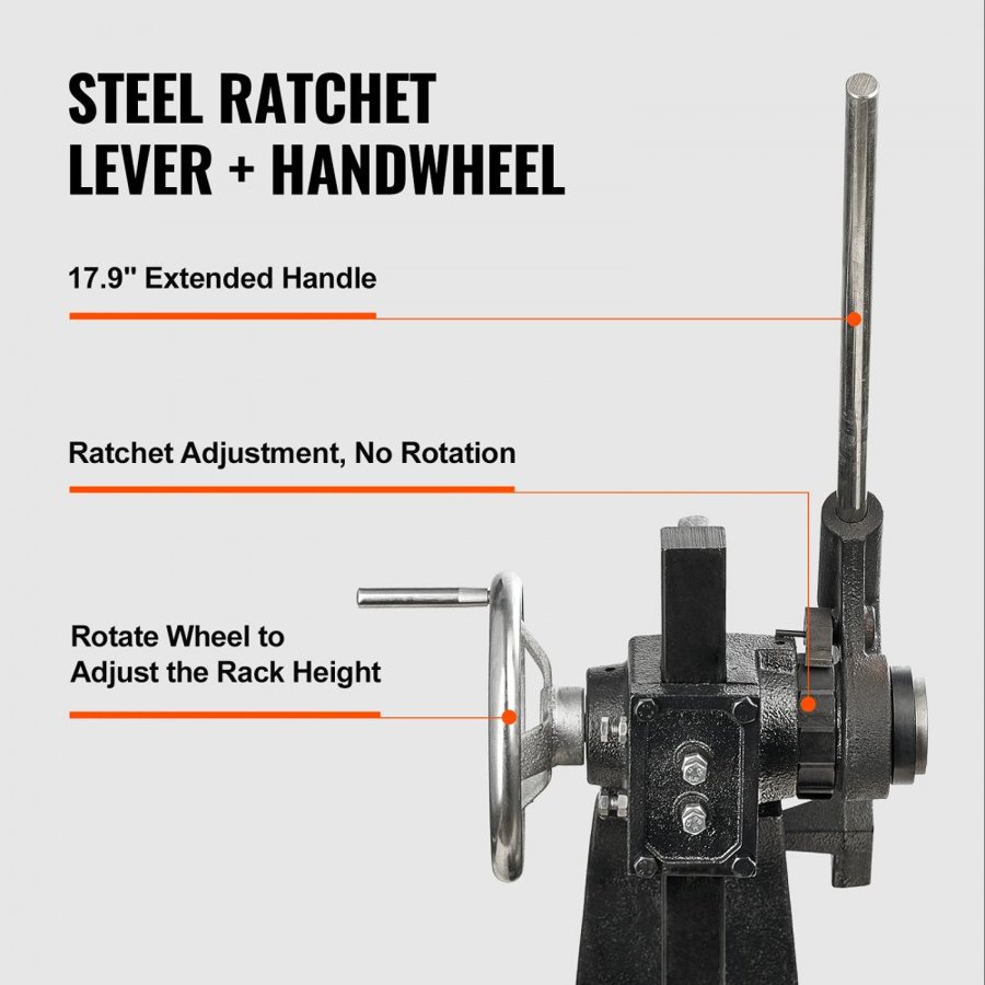 VEVOR Arbor Press, 3 Ton Ratchet Type Arbor Press, Ratchet Leverage Arbor Press with Handwheel, 12.2" Maximum Height, Cast Iron Manual Desktop Punch Press, for Stamping, Bending, Stretching, Forming