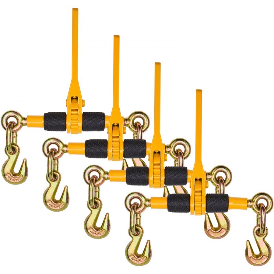 VEVOR sviras ķēdes savilcēji 1/4"–5/16", 2600 lbs drošā darba slodze, 4 gab. iepakojums kravas savilcējs, savilcēji platformas kravas auto piekabei