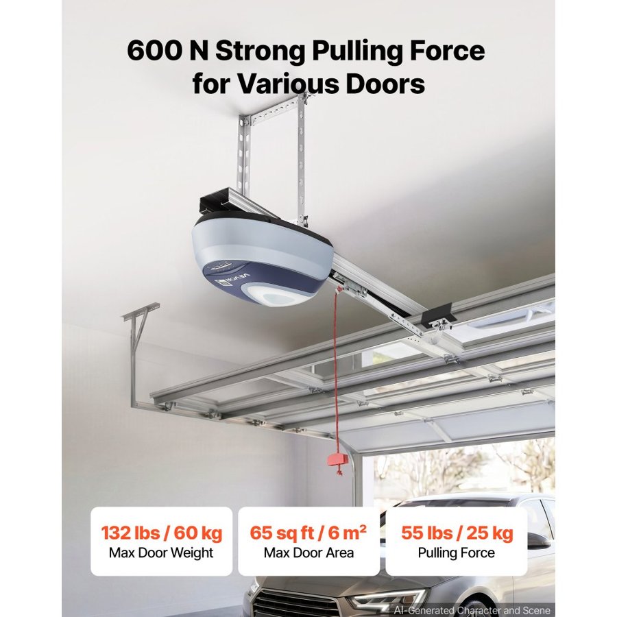 VEVOR Chain Garage Door Opener – 600N, 4-Section Rail