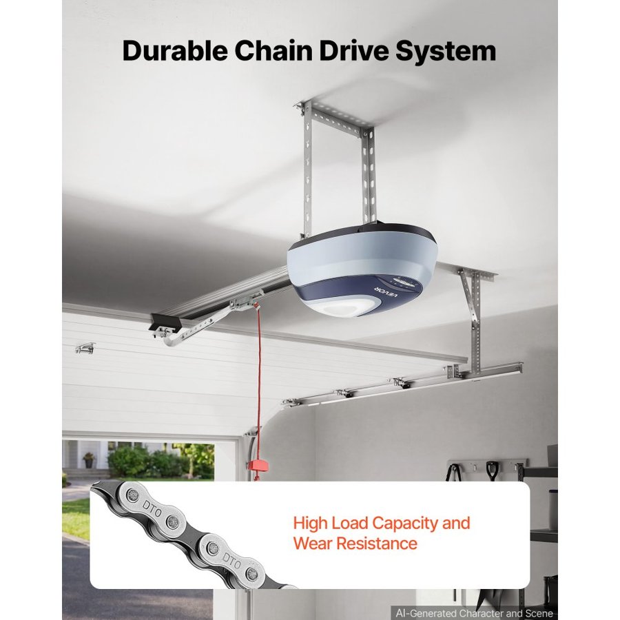 VEVOR Chain Garage Door Opener – 600N, 4-Section Rail